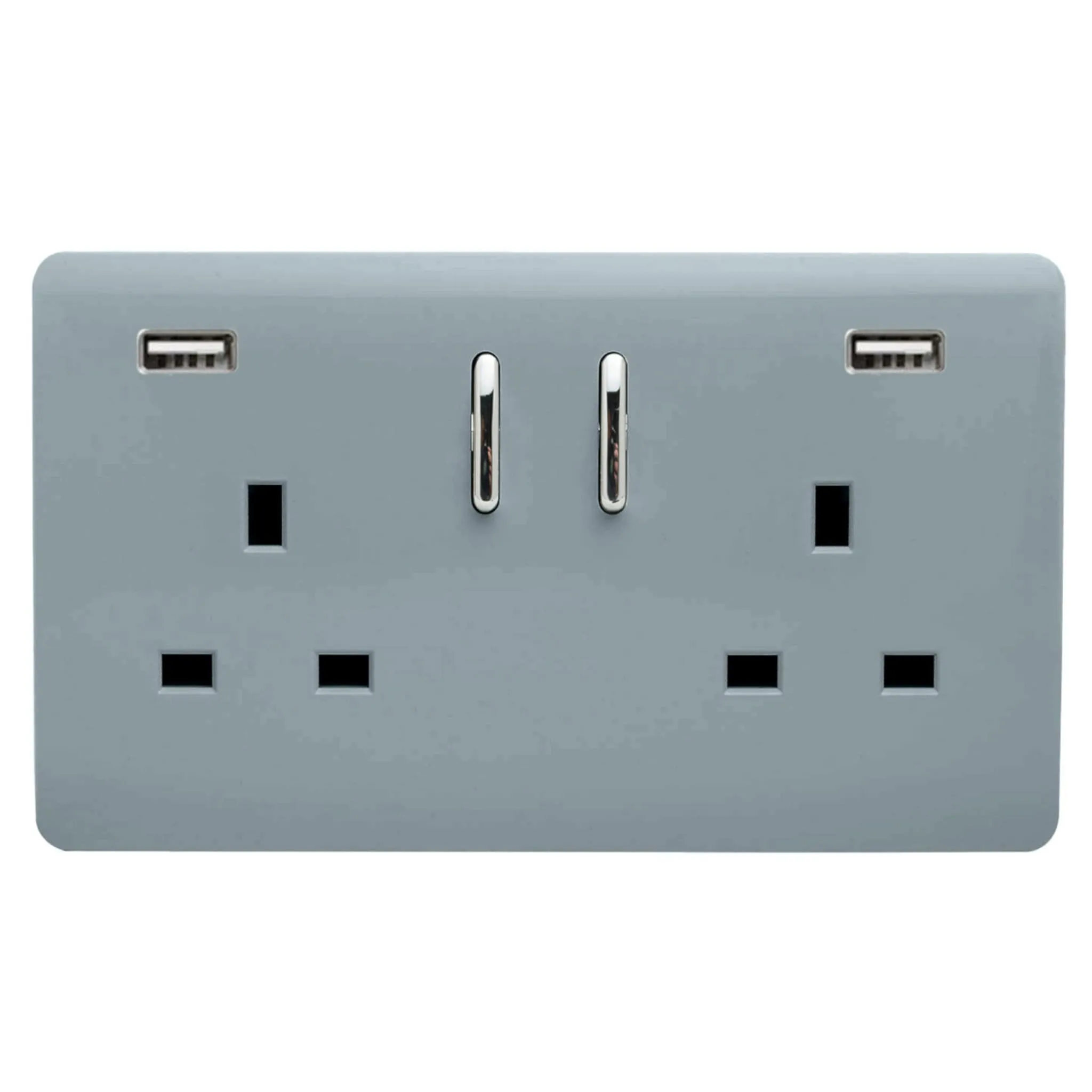 ART-SKT213USB31AACG  2 Gang 13Amp Short S/W Double Socket With 2x3.1Mah USB Cool Grey